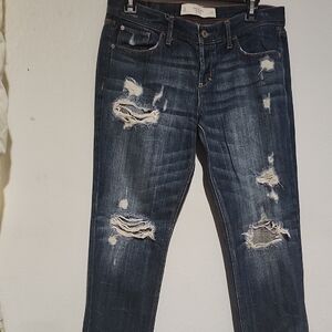 Abercrombie & Fitch Dark Blue Distressed Boyfriend Jeans